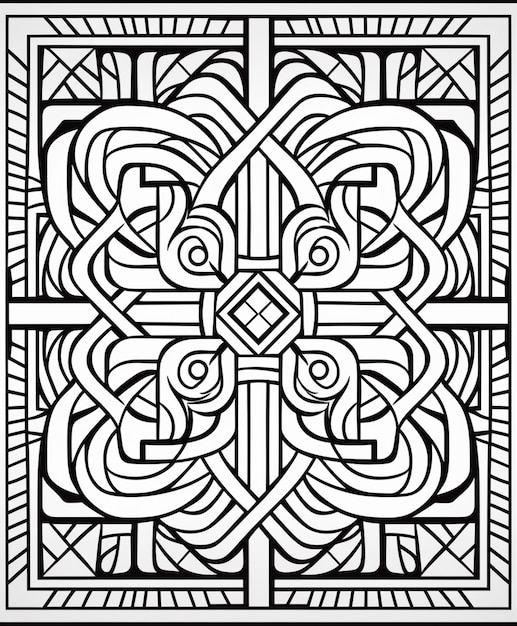 un diseño celta en blanco y negro con un patrón cuadrado ai generativo
