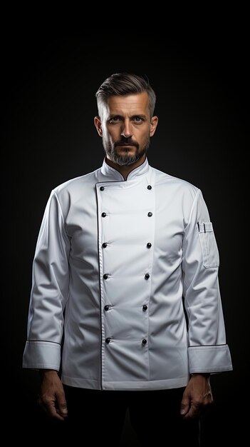 diseño de chaqueta de chef en fondo negro