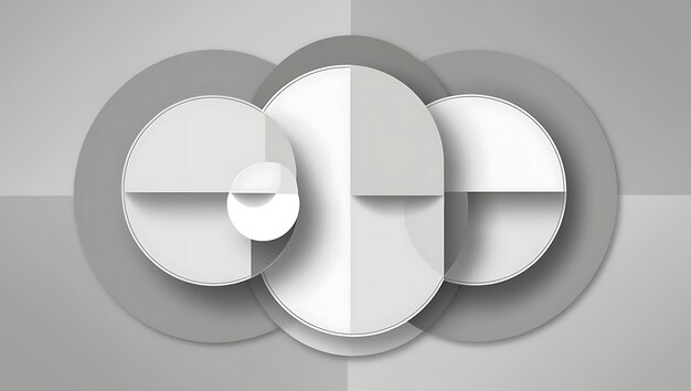 Diseño circular abstracto en gris y blanco