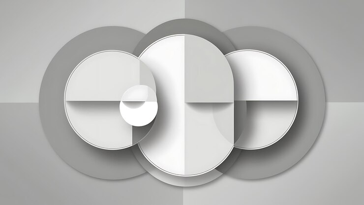 Foto diseño circular abstracto en gris y blanco