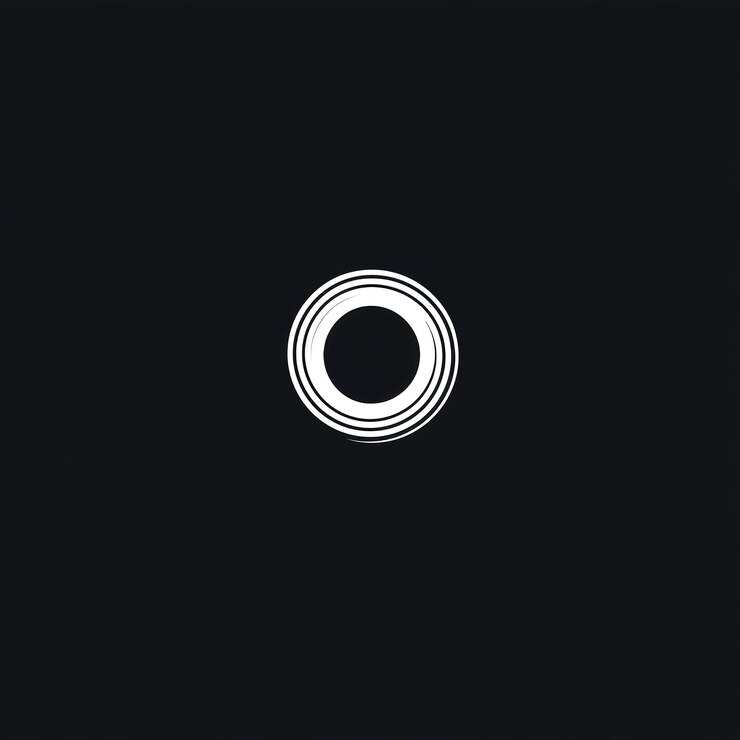 Foto diseño circular abstracto minimalista en fondo negro