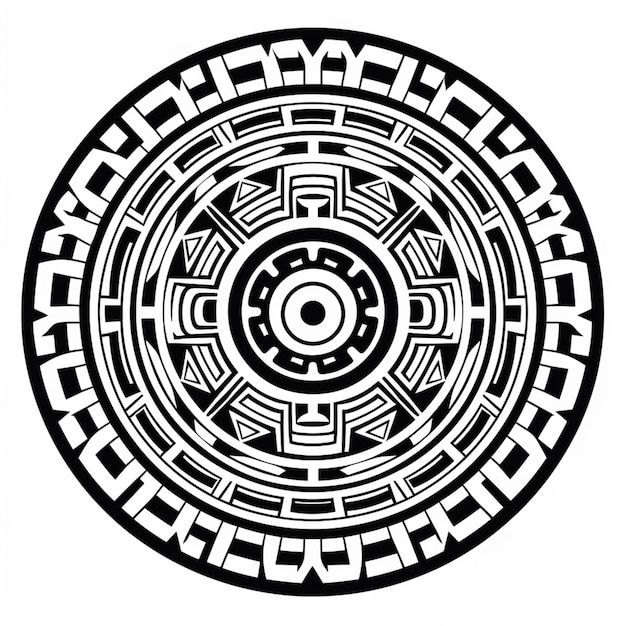 un diseño circular en blanco y negro con patrones geométricos generativos ai