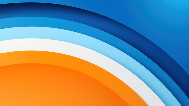 Foto diseño circular naranja brillante con rayas azules generado por ia