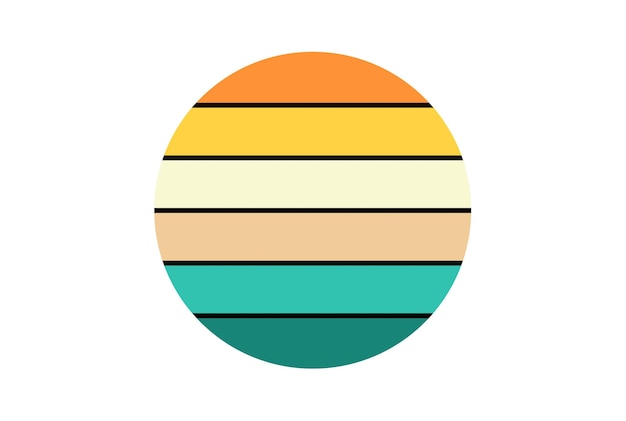 Diseño de círculo vintage elemento de diseño de puesta de sol retro