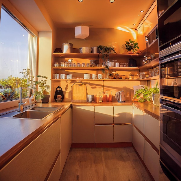 Diseño de cocinas pequeñas con estanterías abiertas y soluciones de almacenamiento inteligentes para apartamentos urbanos