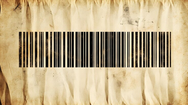 Foto diseño de código de barras vintage en fondo de papel de pergamino envejecido