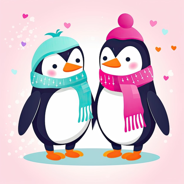 Diseño de colección de dibujos animados de pingüinos lindos Colección de dibujos animados de pingüinos coloridos para niños páginas para colorear Ilustración de dibujos animados de pingüinos lindos sobre un fondo blanco Generado por AI