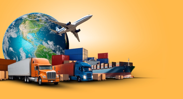 Foto diseño de collage de logística y transportes
