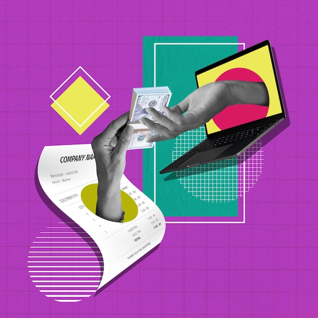 Diseño de collage de manos y dinero