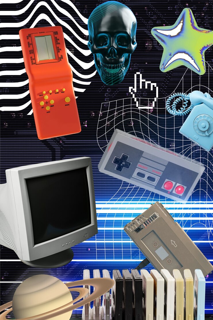 Foto diseño de collage de tecnología de maximalismo