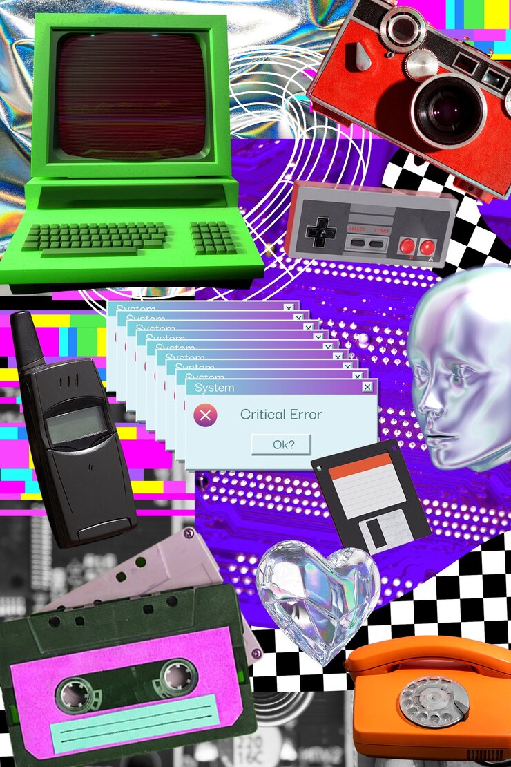 Foto diseño de collage de tecnología de maximalismo