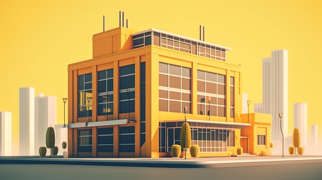 Diseño de color amarillo de ilustración de edificio de oficinas