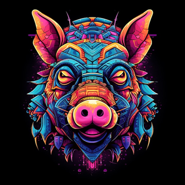 diseño colorido de cabeza de cerdo
