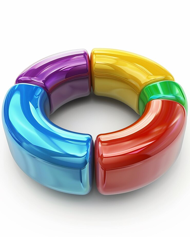 Foto un diseño colorido con un círculo de color arco iris en el medio