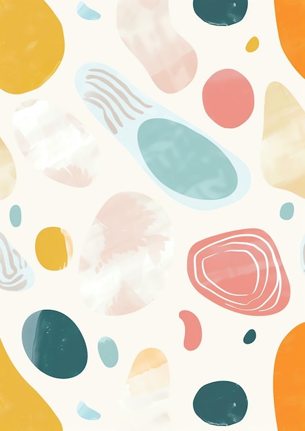 un diseño colorido con círculos y un fondo azul y rosa