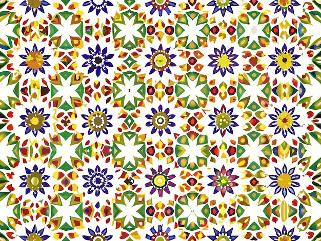 un diseño colorido con un diseño de flores en el medio