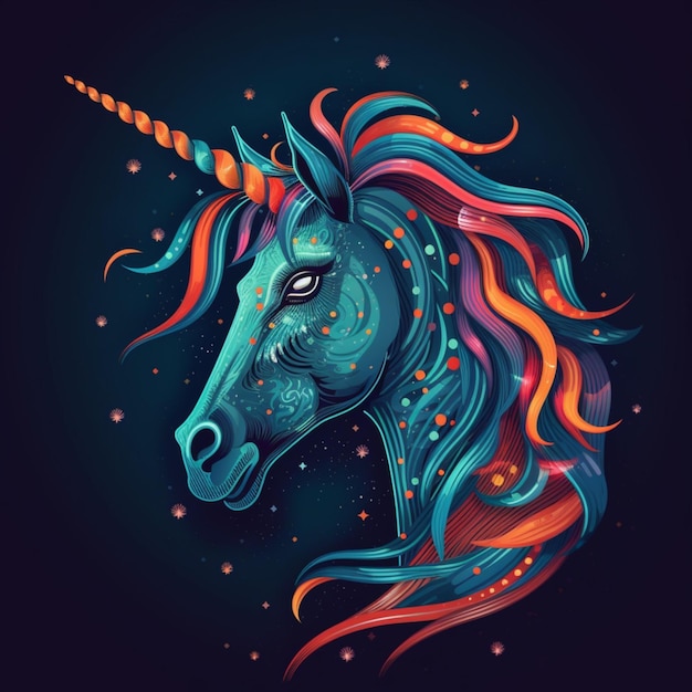 Diseño colorido del ejemplo del vector del unicornio