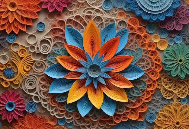 un diseño colorido con una flor en él se muestra en una imagen