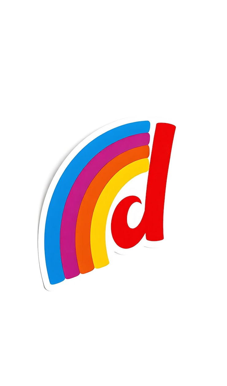Foto diseño colorido del logotipo de la letra d con arco iris