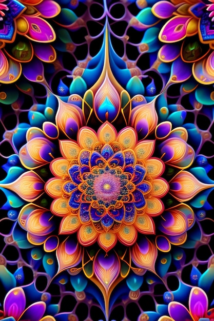 Foto el diseño colorido de mandala