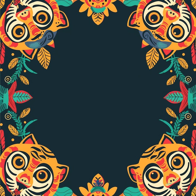 un diseño colorido de un pájaro y las palabras " búho " en un fondo negro