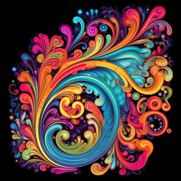 Foto un diseño colorido de un pavo real se muestra en una imagen colorida