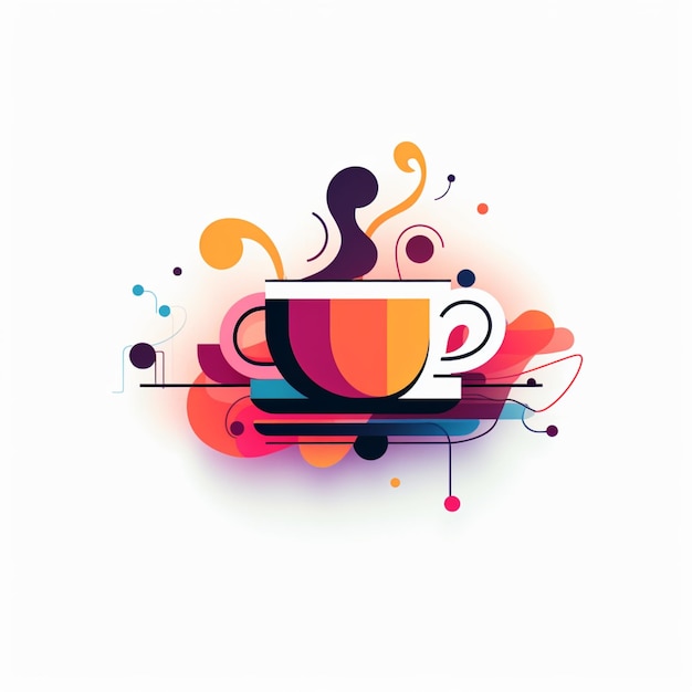 Foto diseño colorido de tazas de café