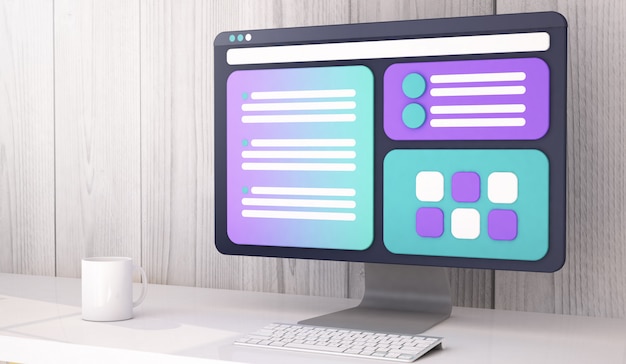 Foto diseño de computadora ux render 3d