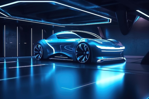 Diseño de concepto de automóvil futurista por IA generativa