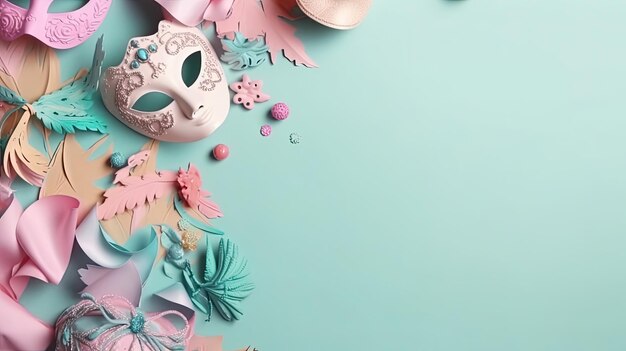 Diseño de concepto de Banner de carnaval con fondo pastel