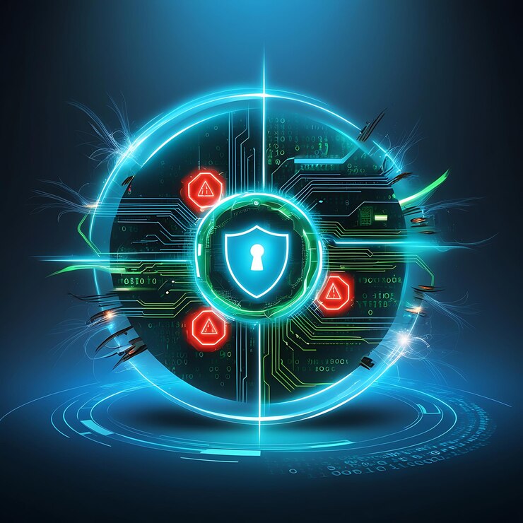 Diseño del concepto de ciberseguridad de la tecnología azul abstracta
