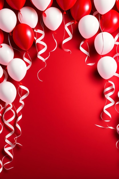 diseño de concepto de confeti de globos rojos y blancos fondo de feliz día de la independencia