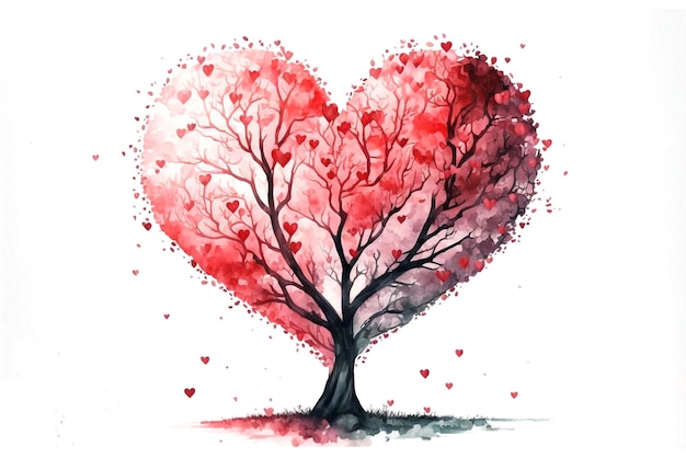 Diseño de concepto de día de san valentín en árbol en forma de corazón