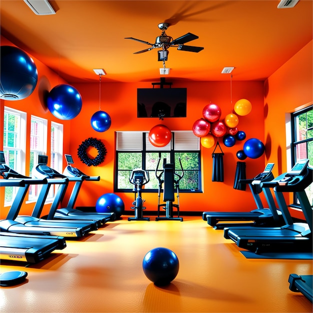 Diseño de concepto de gimnasio decorado coloridamente