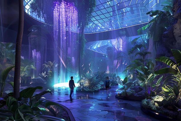 Diseño de un concepto de un jardín botánico futurista generativo ai