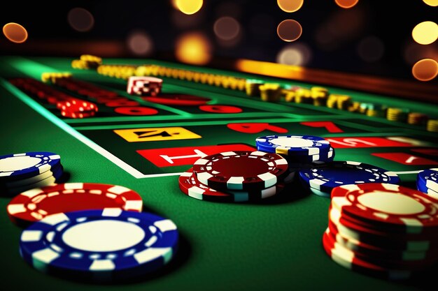 Diseño del concepto de juego de fondo del casino renderizado en 3D