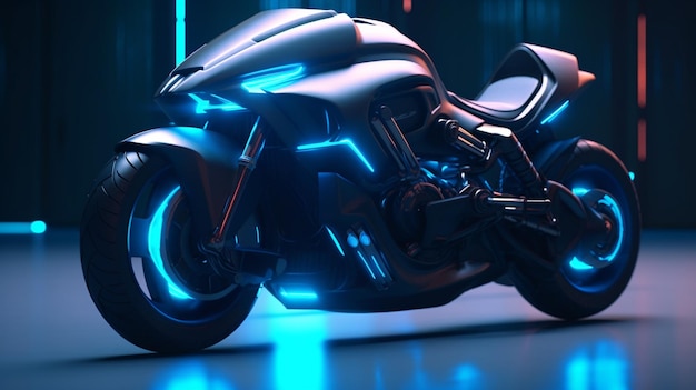 Diseño de concepto de motocicleta genérico 3D futurista generativo de IA