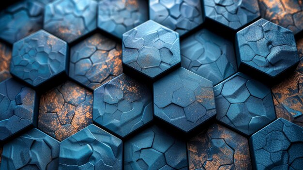 Diseño de concepto tecnológico con hexágonos azules abstractos