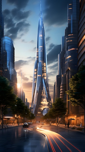 Foto diseño conceptual de la arquitectura de edificios altos