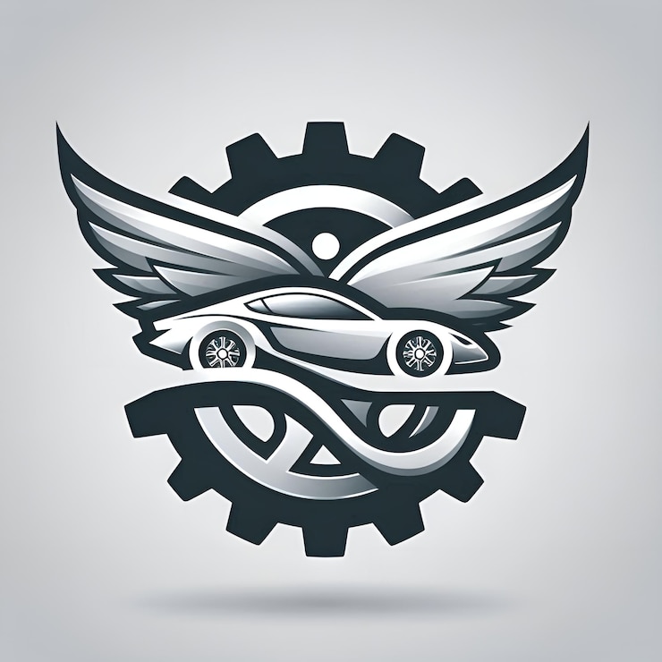 Foto diseño conceptual de automóviles premium plantilla de logotipo emblema de etiqueta rueda ilustración moderna