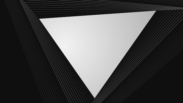 Diseño de contraste negro y gris con triángulos lineales.