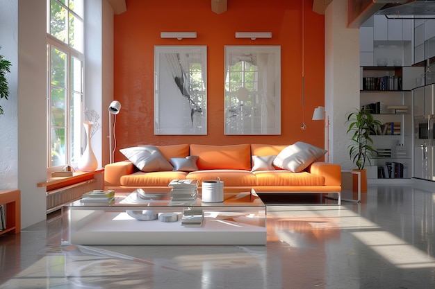 Diseño Coral Interior de loft de estilo contemporáneo y sala de estar moderna