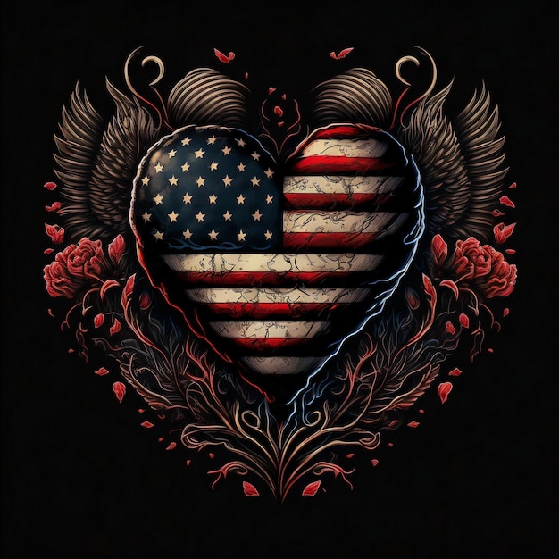 diseño de corazón con bandera americana