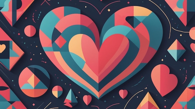Diseño de corazón geométrico abstracto con formas coloridas
