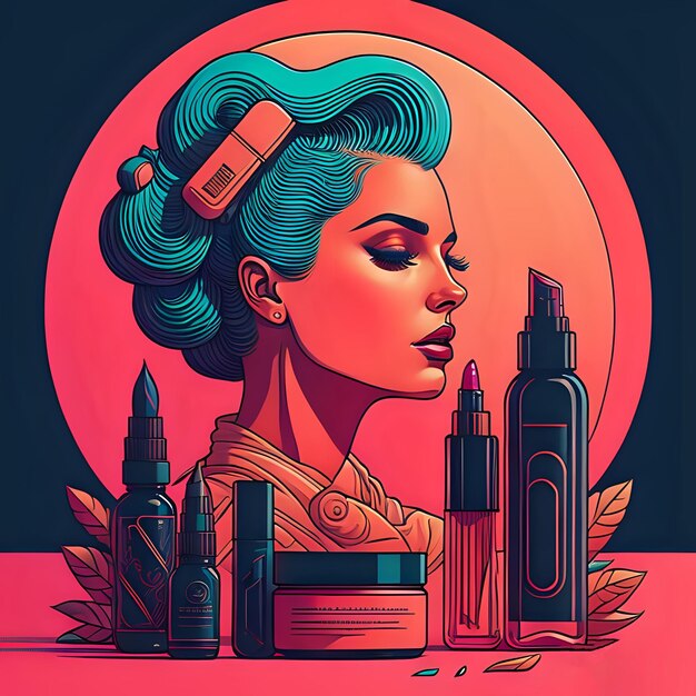 Diseño de cosméticos y chica hermosa