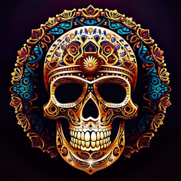 Foto diseño de cráneo mexicano día de los muertos dia de los muertos generativo ai