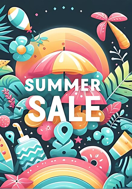 Diseño creativo de banners de ventas de verano en colores brillantes de moda con texto de ventas de verán