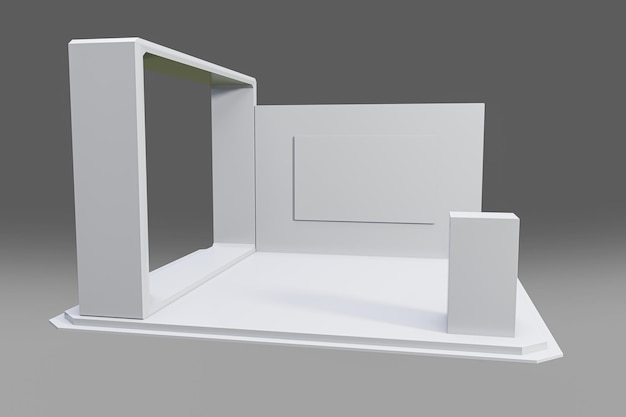 Diseño creativo blanco del puesto de exposición plantilla de cabina ilustración 3d