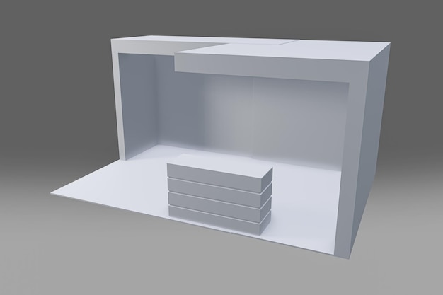 Diseño creativo blanco del puesto de exposición plantilla de cabina ilustración 3d