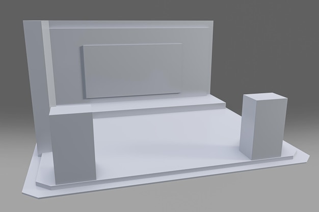 Diseño creativo blanco del puesto de exposición plantilla de cabina ilustración 3d